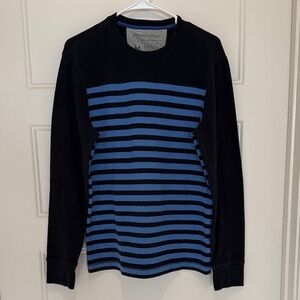 Banana Republic Navy and Light Blue Striped Thermal Pullover